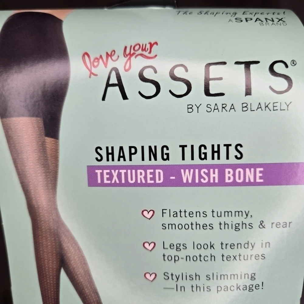 Spanx Love your Assets Textured Shaping Tights - Wish Bone Size 2 Black 2049 New